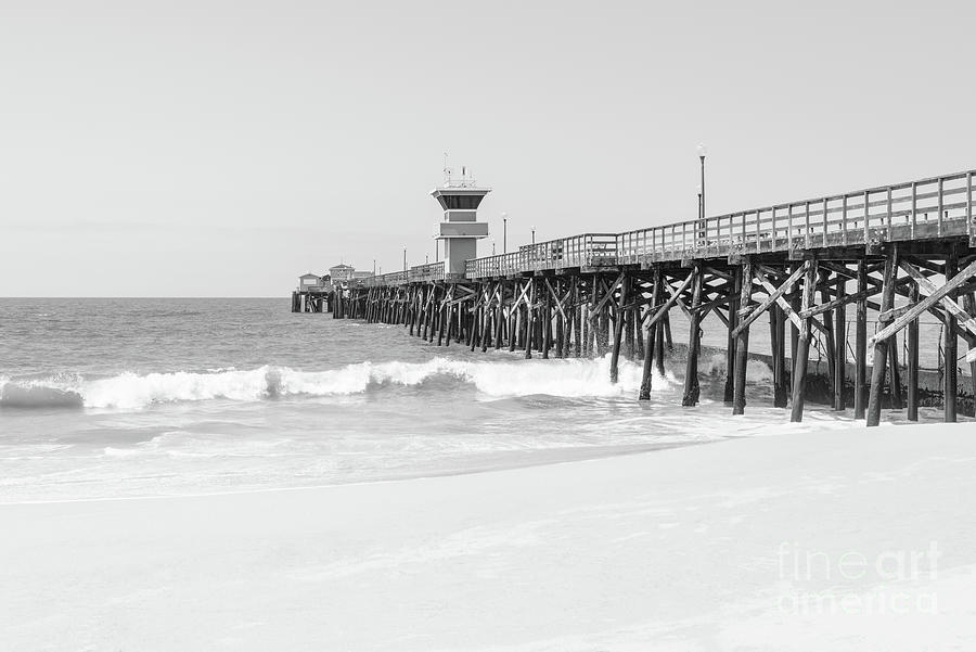 California Seal Beach Pier Black and White Photo #1 Photograph by Paul Velgos