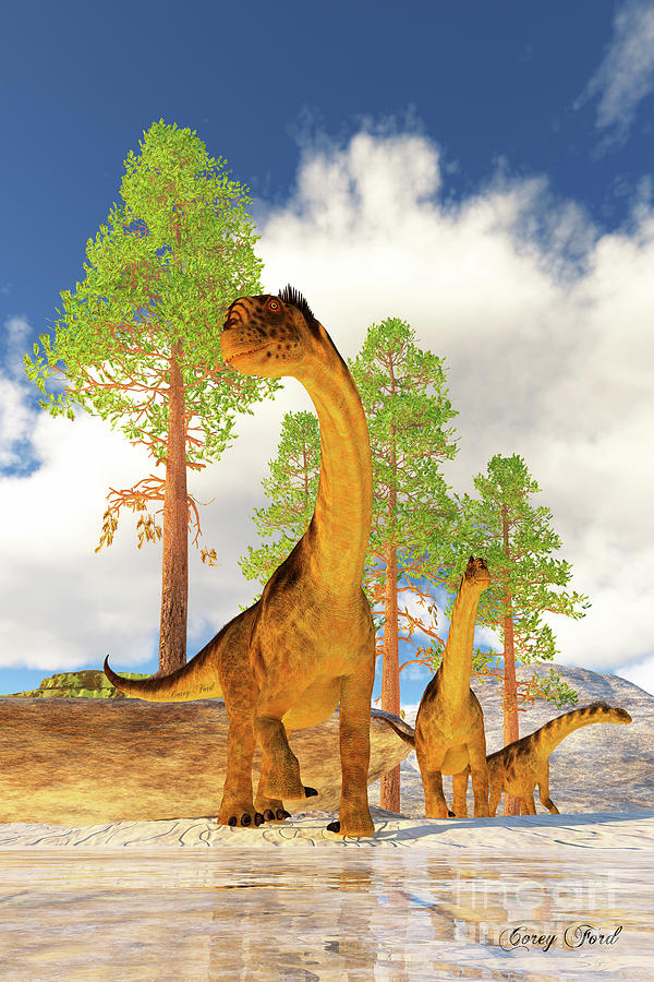 Camarasaurus Dinosaur Herd Digital Art