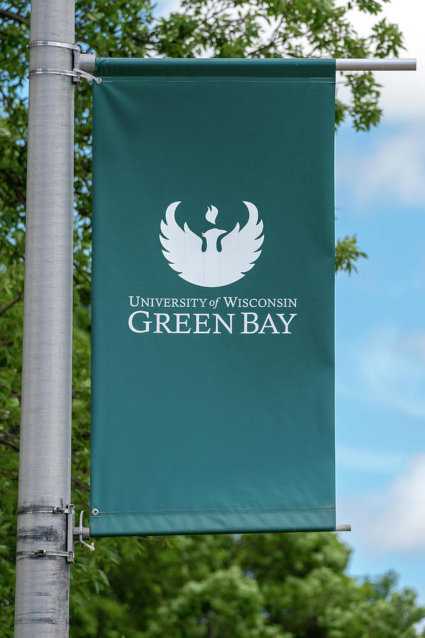 Flag Photograph - Campus Banner for the University of Wisconsin-Green Bay #1 by Ken Wolter