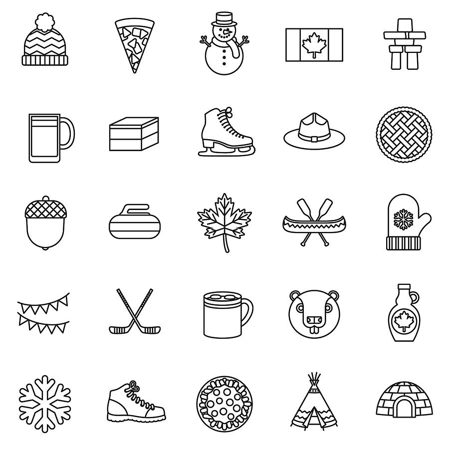 Canada Thin Line Icon Set #1 Drawing by Bortonia Canada Thin Line Icon Set #1 Drawing by Bortonia
