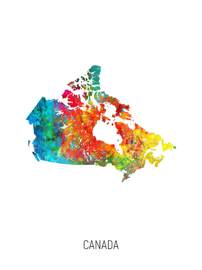 Canada Watercolor Map #1 Digital Art by Michael Tompsett
