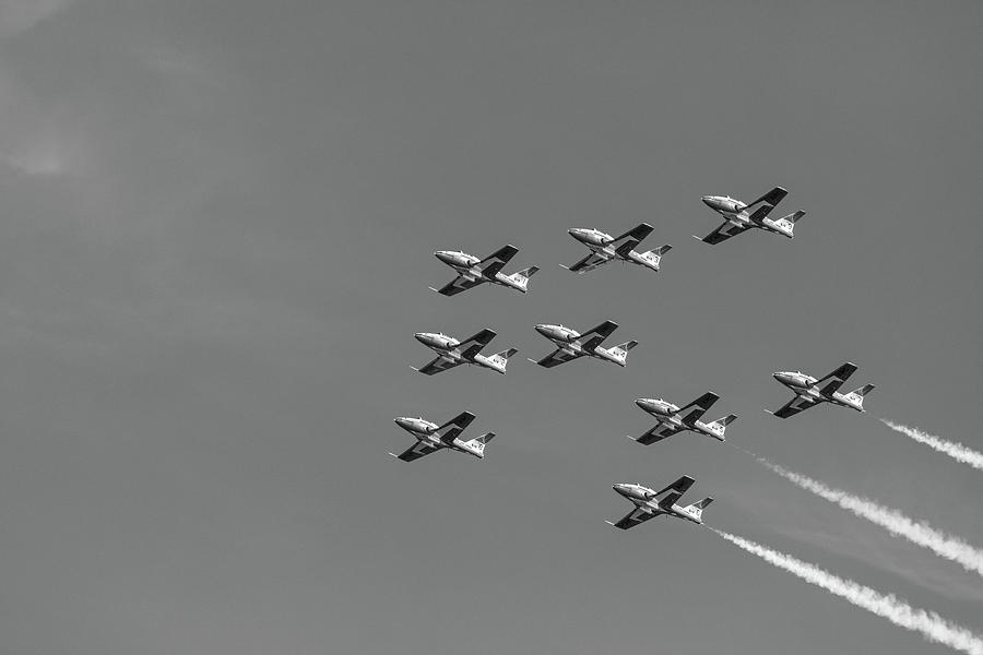 Canadian Forces Snowbirds in a Big Arrow Formation #1 Photograph by Michael Russell