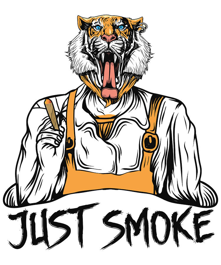 Cannabis design Just Smoke Tiger head Digital Art by Ari Shok - Fine Art  America