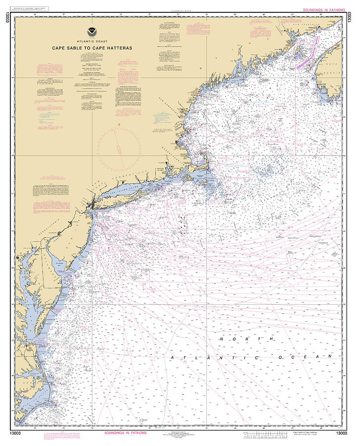Cape Sable to Cape Hatteras, NOAA Chart 13003 Digital Art by Nautical Chartworks