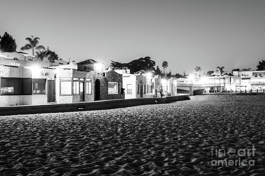 Capitola Venetian Hotel at Night Black and White Photo #1 Photograph by Paul Velgos