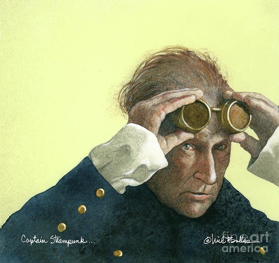 Portrait Painting - Captain Steampunk... #1 by Will Bullas