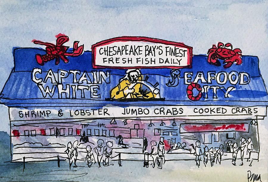 Captain White Drawing - Captain White Seafood City #1 by Elissa Poma