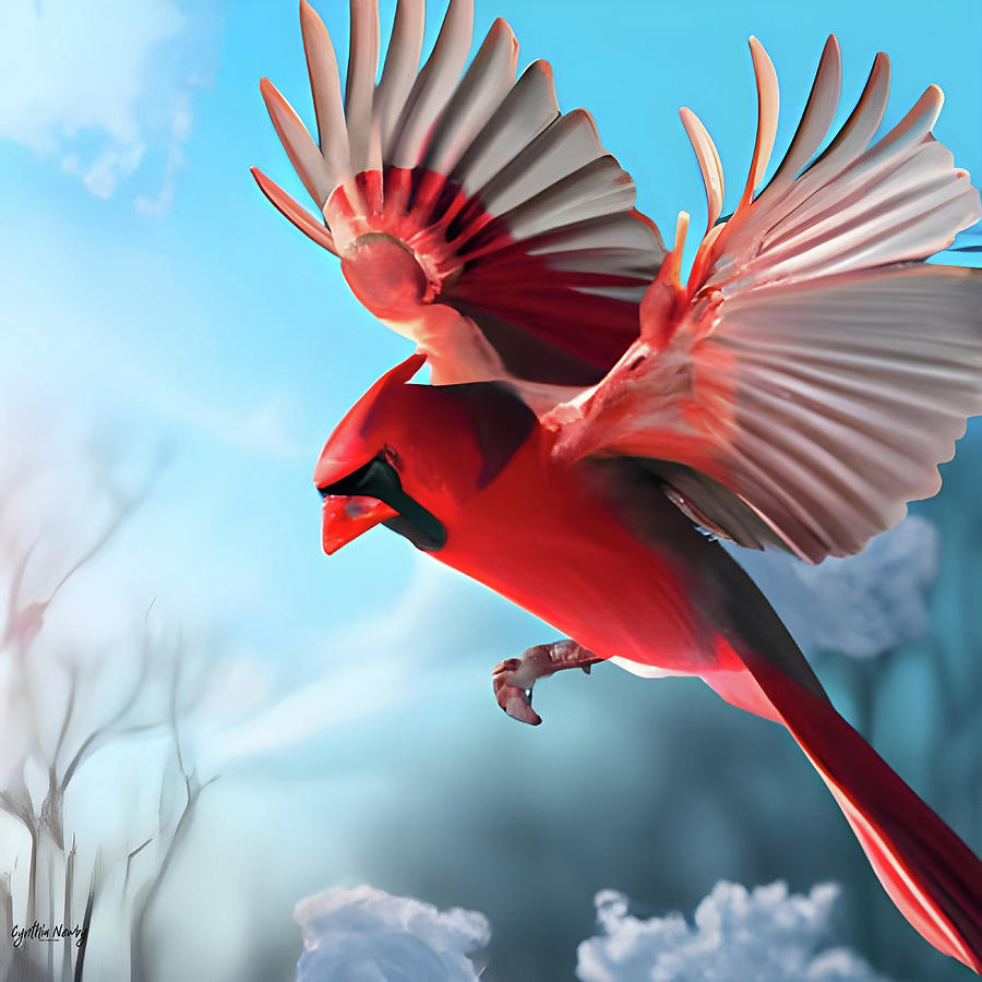 Cardinal in Flight #1 Digital Art by Cindys Creative Corner