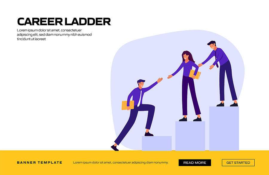 Career Ladder Concept Vector Illustration for Website Banner, Advertisement and Marketing Material, Online Advertising, Business Presentation etc. #1 Drawing by Designer