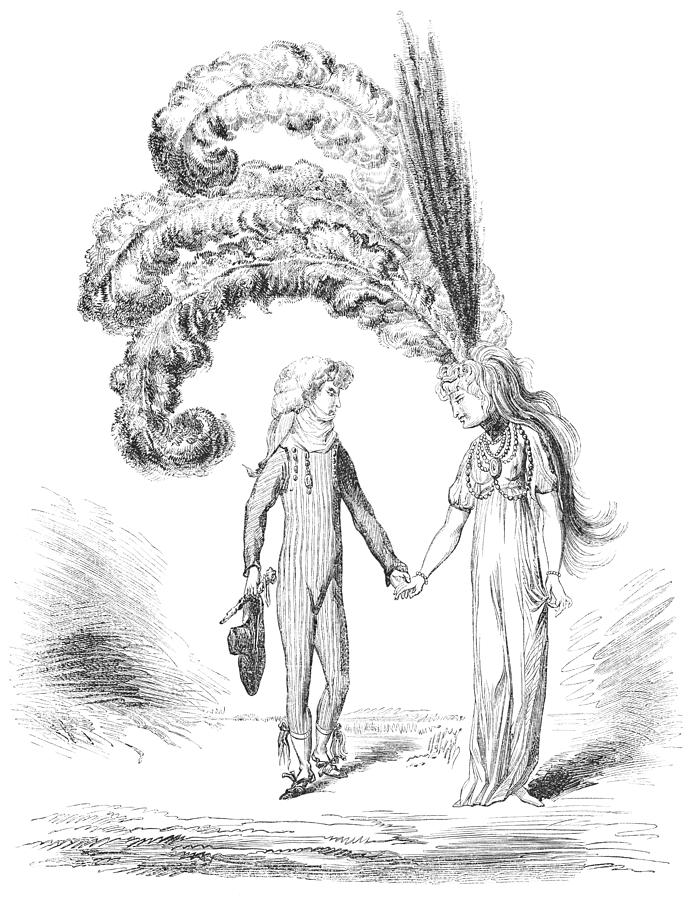 Caricature of Directoire Fashion in the late 1790s - 18th Century #1 Drawing by Powerofforever