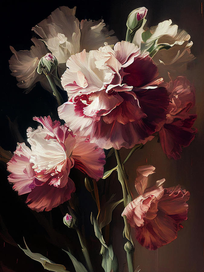 Flower Painting - Carnations #1 by Naxart Studio