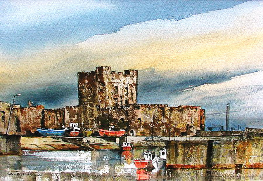 Carraigfergus Castle, Antrim #1 Painting by Val Byrne