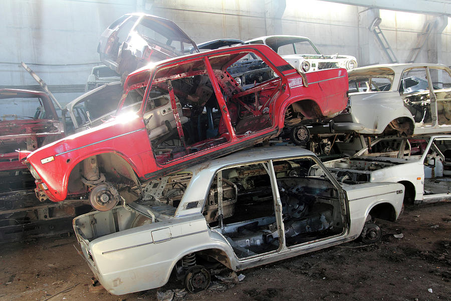 Cars Is Returned For Recycling As Scrap Metal #1 Photograph by Mikhail Kokhanchikov