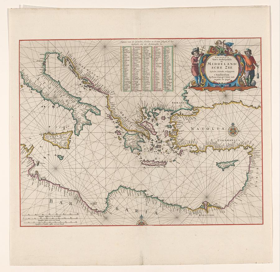 Cartography in the Netherlands, nautical chart of the eastern Mediterranean, Pieter Goos, 1662 #1 Painting by MotionAge Designs