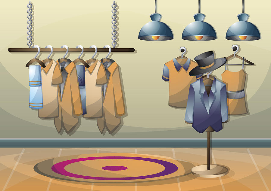 Cartoon Vector Illustration Interior Clothing Room With Separated Layers #1 Drawing by Toonsteb