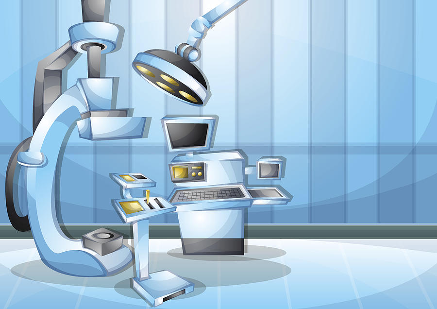 Cartoon Vector Illustration Interior Surgery Operation Room With Separated Layers #1 Drawing by Toonsteb