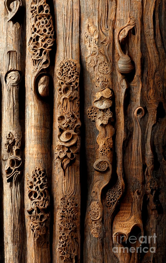 Wood Digital Art - Carved wood #8 by Sabantha