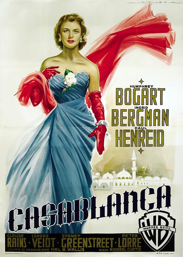 Casablanca Movie Mixed Media - Casablanca, 1942 - art by Luigi Martinati by Movie World Posters