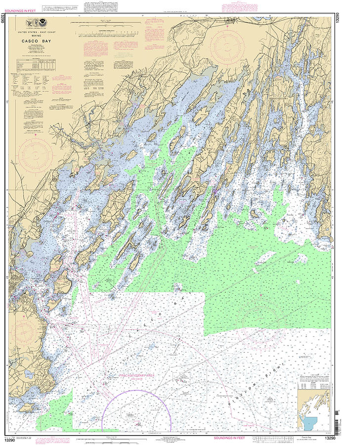 Casco Bay, Noaa Chart 13290 Digital Art by Nautical Chartworks by Paul ...