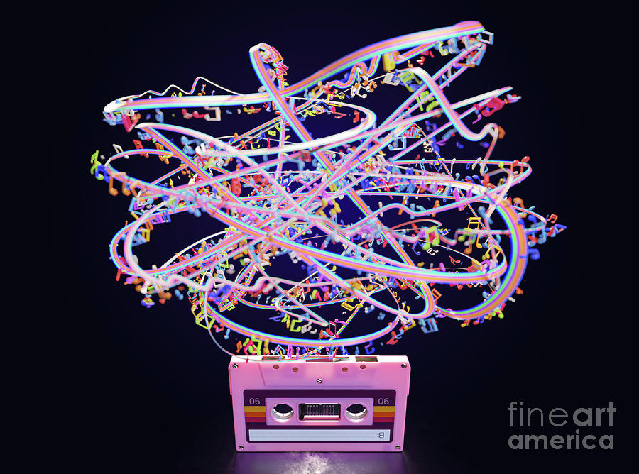 Music Digital Art - Cassette Tape Unwinding Colors #1 by Allan Swart