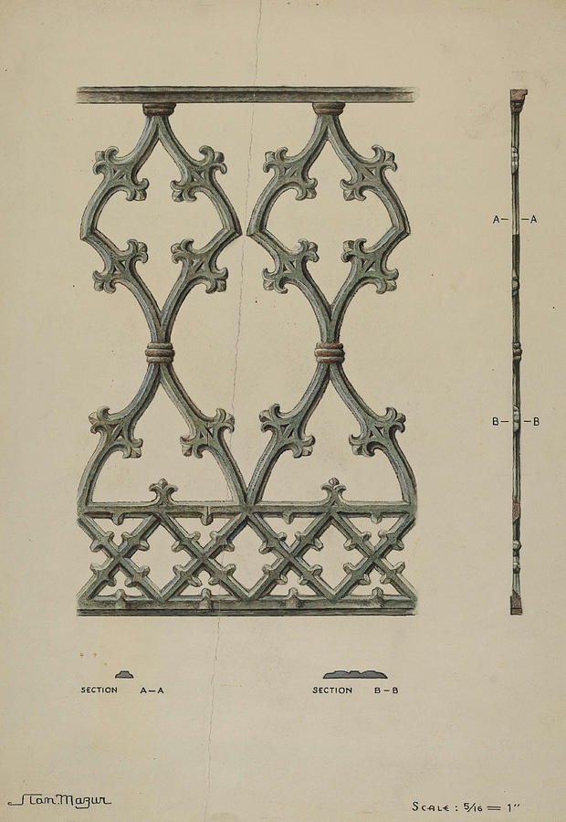 Cast Iron Balcony Drawing by Stanley Mazur - Fine Art America