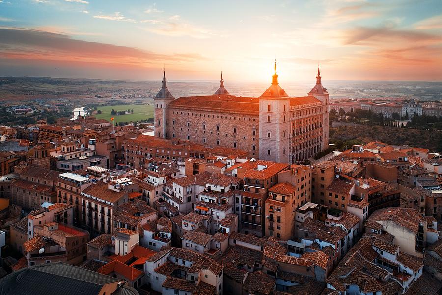Castle of San Servando aerial view sunset in Toledo #1 Photograph by Songquan Deng
