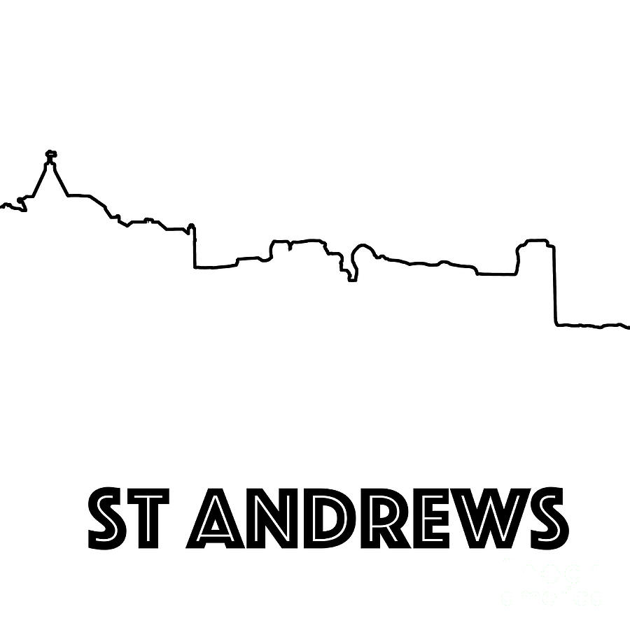 Castle Sands, St Andrews skyline outline, Scotland Digital Art by ...