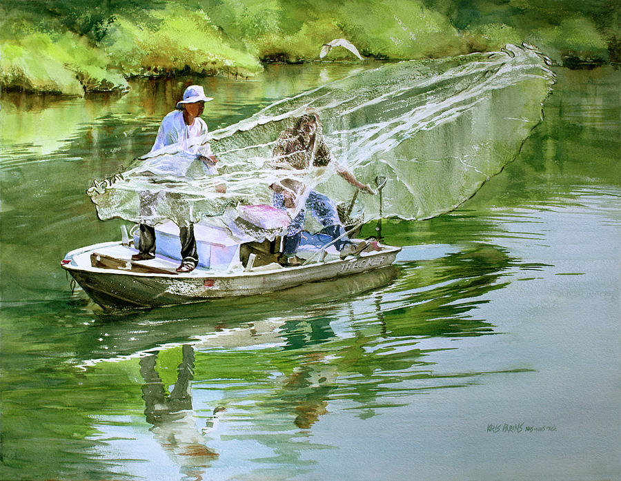 Castnet on the Creek Painting by Kris Parins