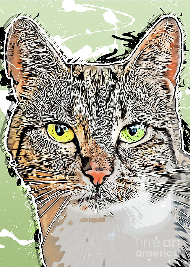 Cat Animals Art #cat #1 Digital Art by Justyna Jaszke JBJart