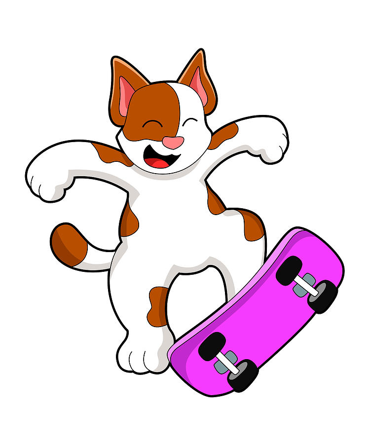 Cat as Skater with Skateboard Painting by Markus Schnabel - Fine Art ...