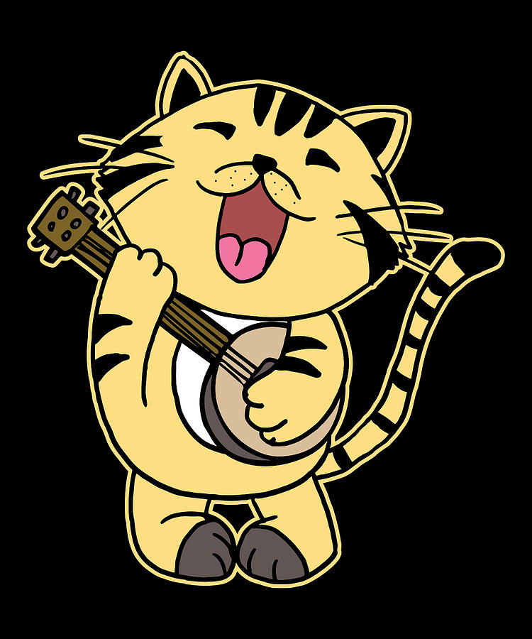 Cat Banjo Digital Art by Michael S