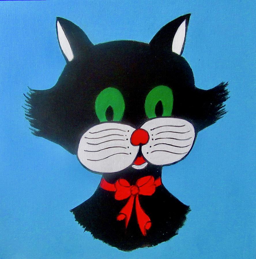 Cat with Green Eyes #2 Painting by Stephanie Moore