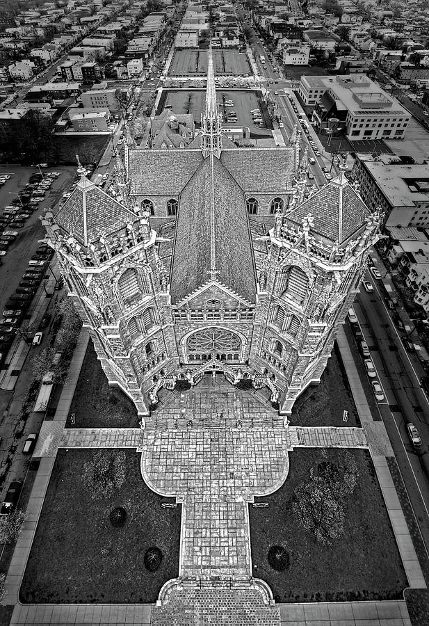 Cathedral Basilica of Sacred Heart NJ BW Photograph by Susan Candelario