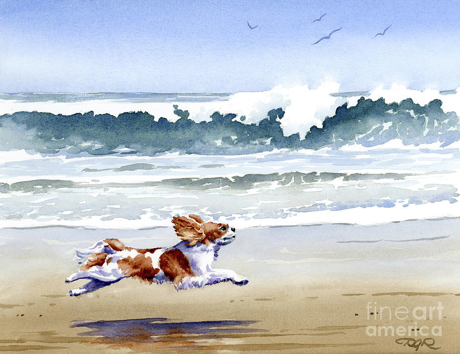 Dog Painting - Cavalier King Charles Spaniel at the Beach #3 by David Rogers