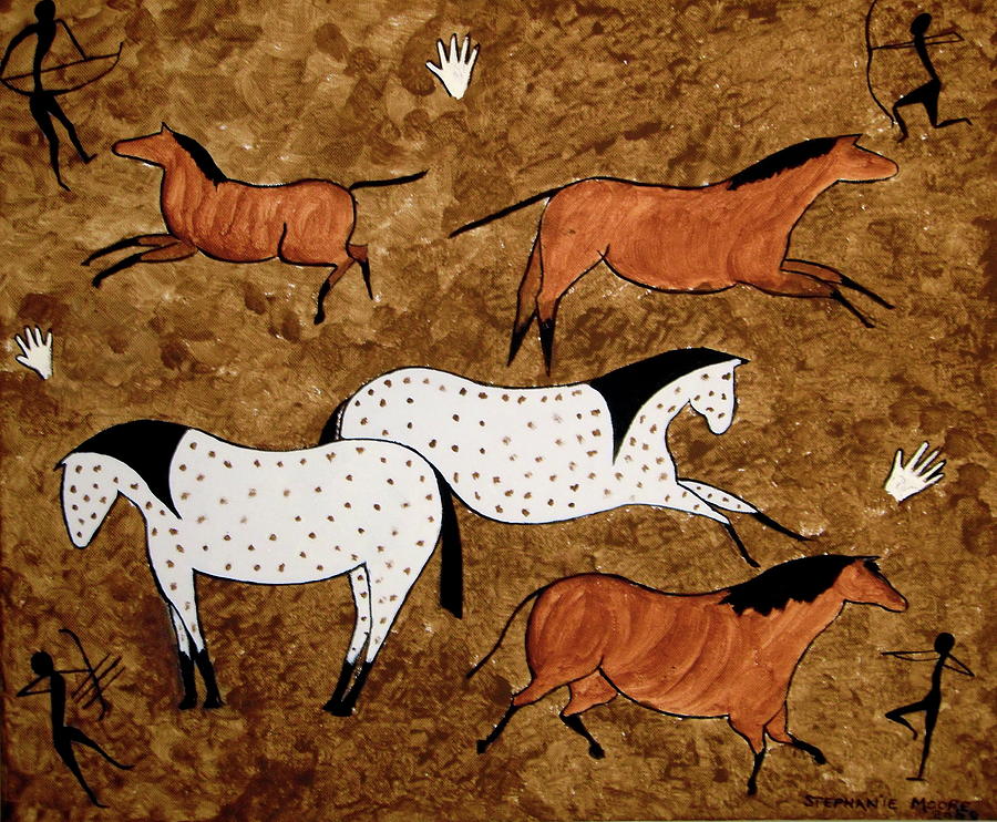 Cave Horses #1 Painting by Stephanie Moore