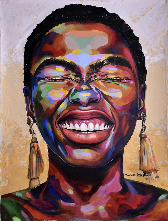 Portrait Painting - Celebrate life  #2 by Damola Ayegbayo