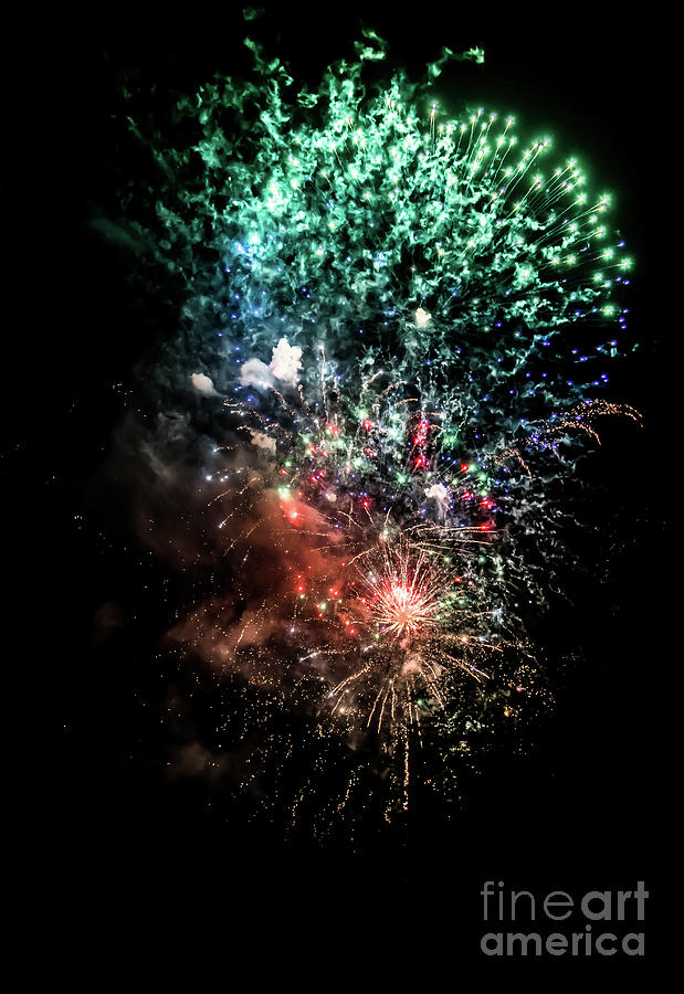 Celebration With Bright Colorful Fireworks Over Black Sky Photograph by Andreas Berthold