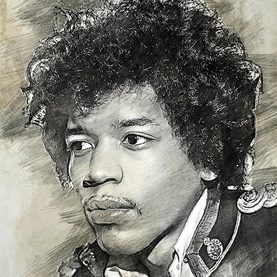 Celebrity Hendrix Jimi Pencil Drawing Drawing by Bechtelar Natalia