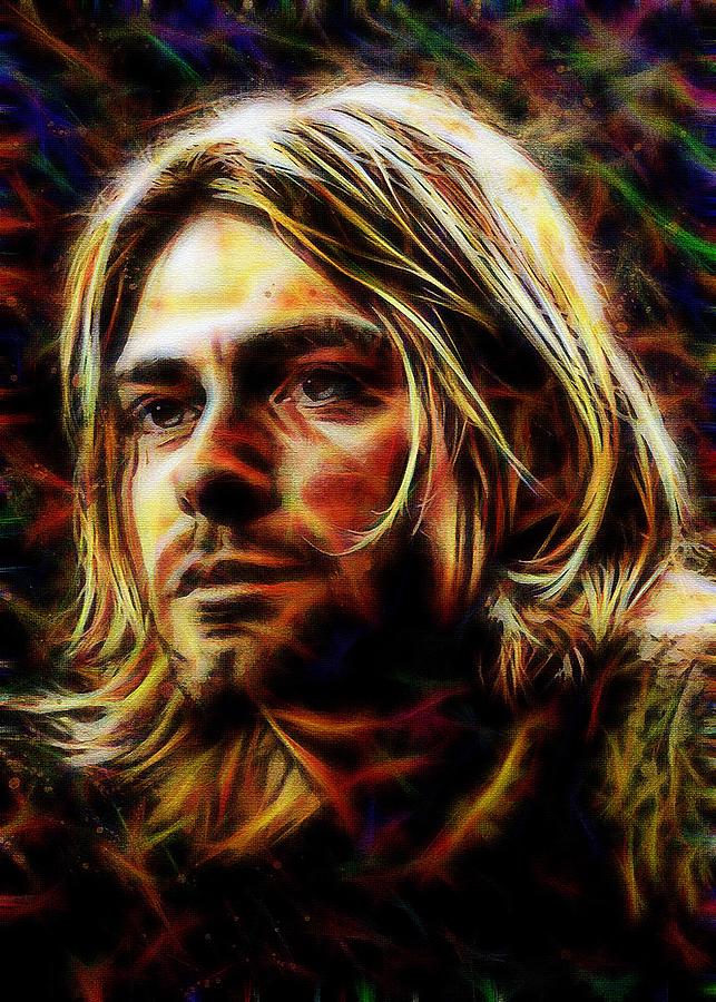 Celebrity Kurt Cobain famous people colorful Digital Art by Jessica ...