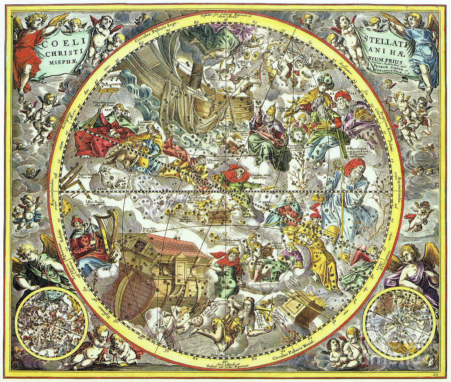 Celestial Planisphere, 1660 #2 Drawing by Andreas Cellarius