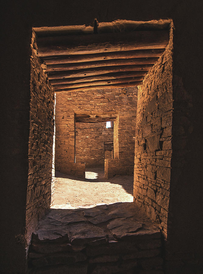 Prehistoric Photograph - Chaco Canyon T Door, New Mexico - Vertical #1 by Abbie Matthews