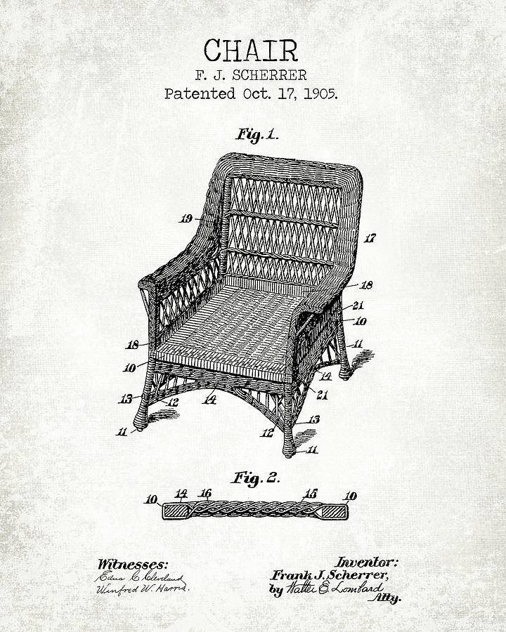 Castle Digital Art - Chair old patent #1 by Dennson Creative