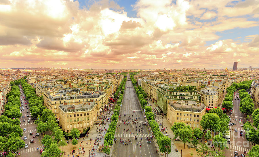 Champs Elysees panorama #1 Photograph by Benny Marty