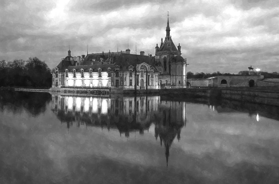 Chantilly Castle at night #1 Digital Art by Jean-Luc Farges