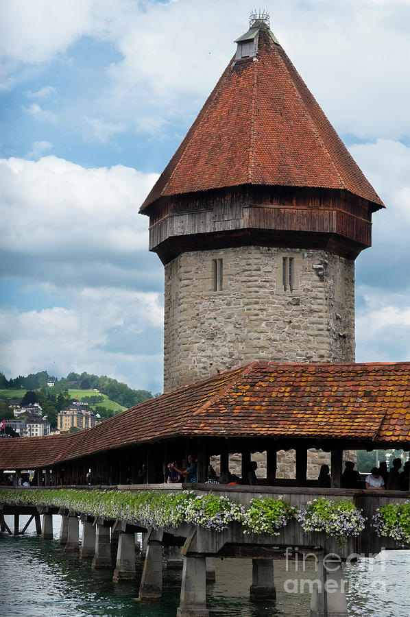 Chapel Bridge Tower In Old Town Lucerne Switzerland Photograph