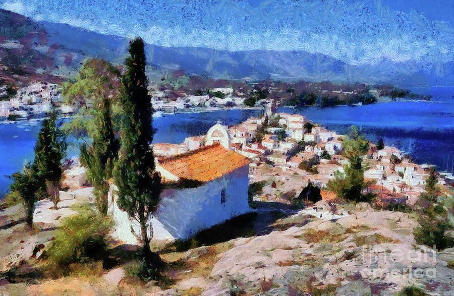 Chapel in Poros island #1 Painting by George Atsametakis