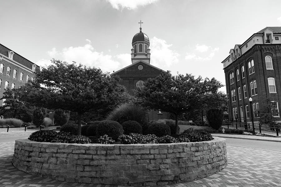 Chapel of the Immaculate Conception at the University of Dayton in black and white #1 Photograph by Eldon McGraw