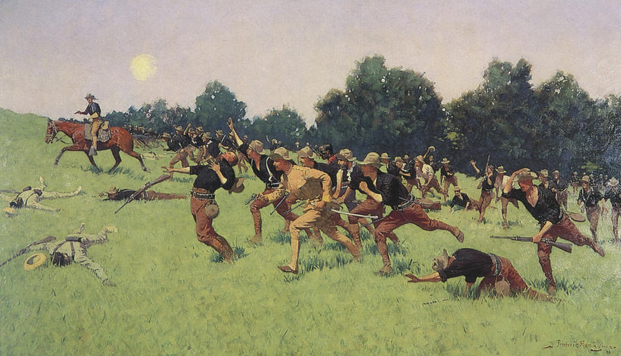 Frederic Remington Painting - Charge of the Rough Riders at San Juan Hill #1 by Frederic Remington