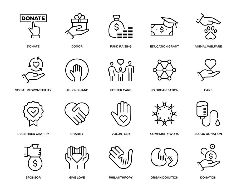 Charity and Donation Icon Set #1 Drawing by Enis Aksoy