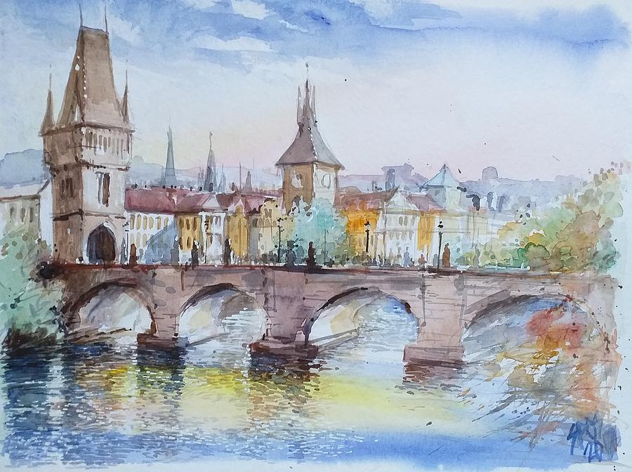 Charles Bridge Prague #1 Painting by Lorand Sipos